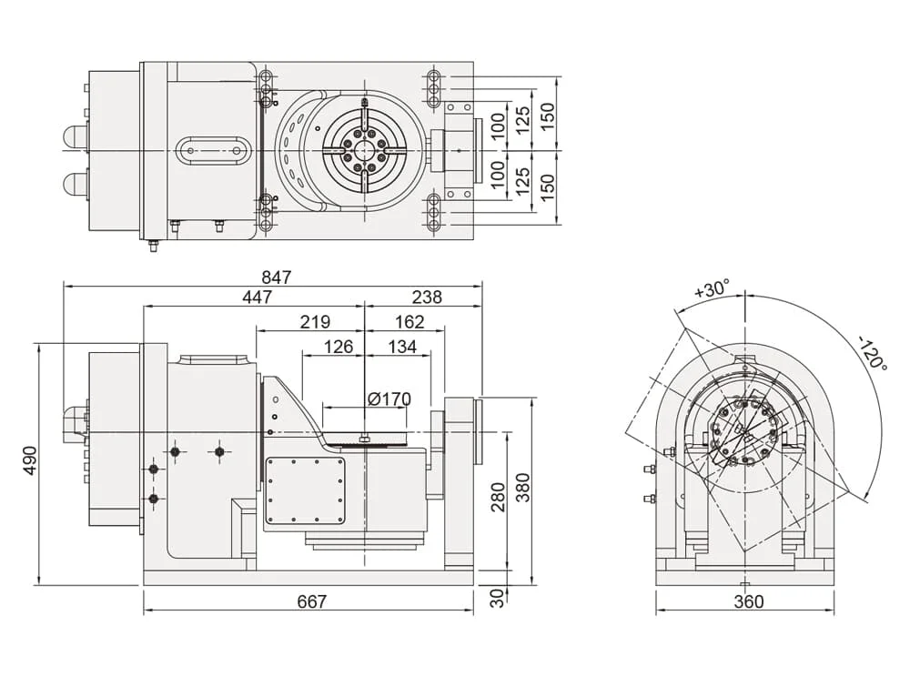 Наклонно-поворотный стол Detron DTFE-171P с прямым приводом